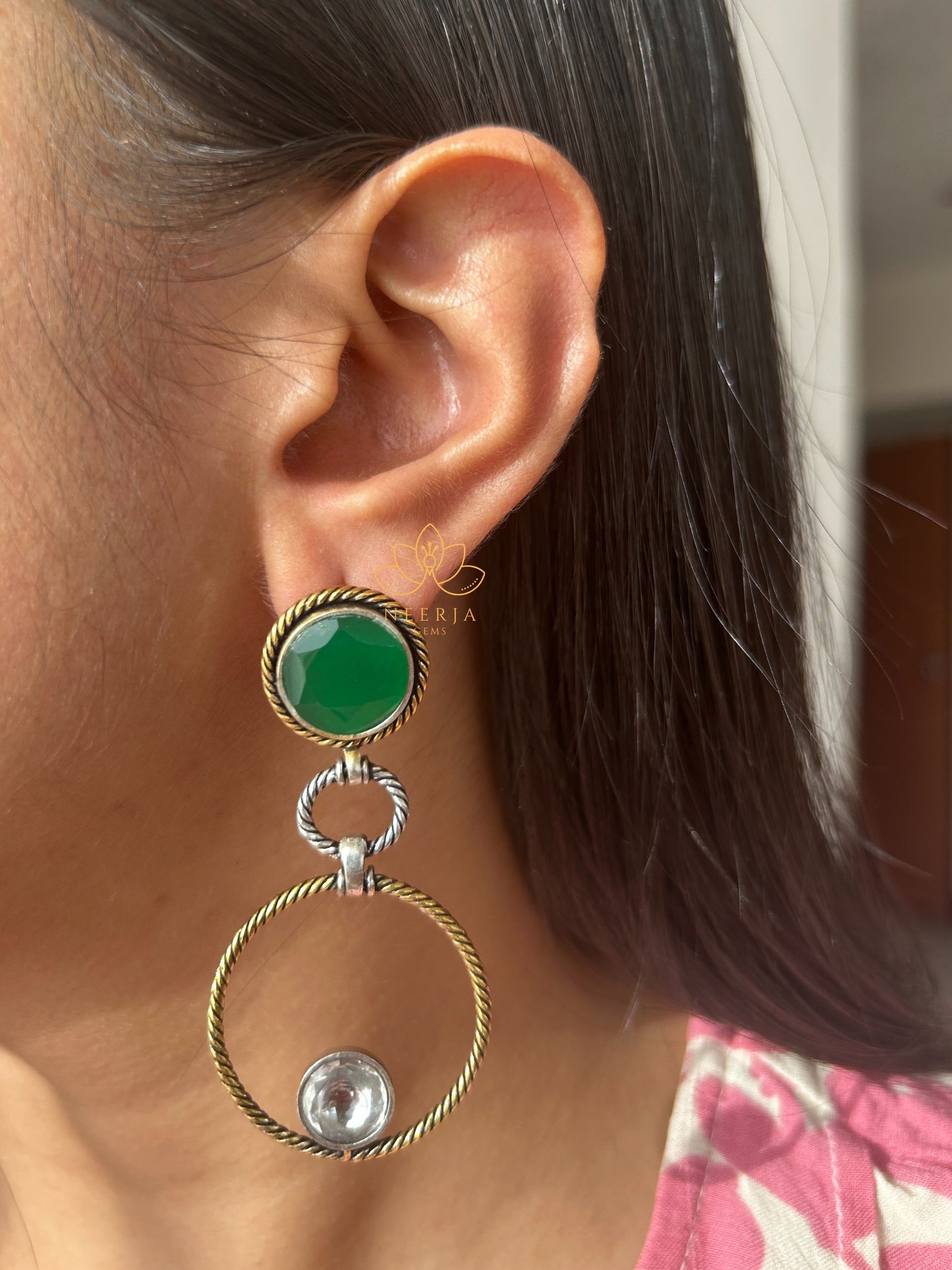 Emerald Orbit Hoop Earrings
