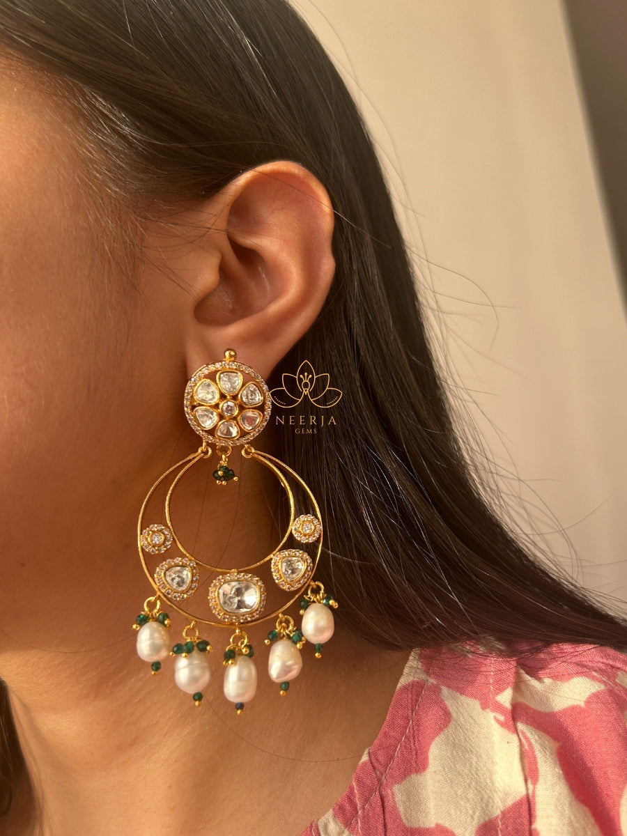 Meenakari Pearl Hoop Earrings