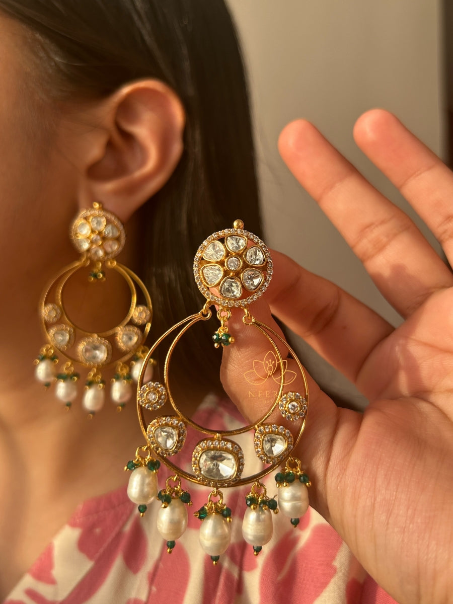 Meenakari Pearl Hoop Earrings