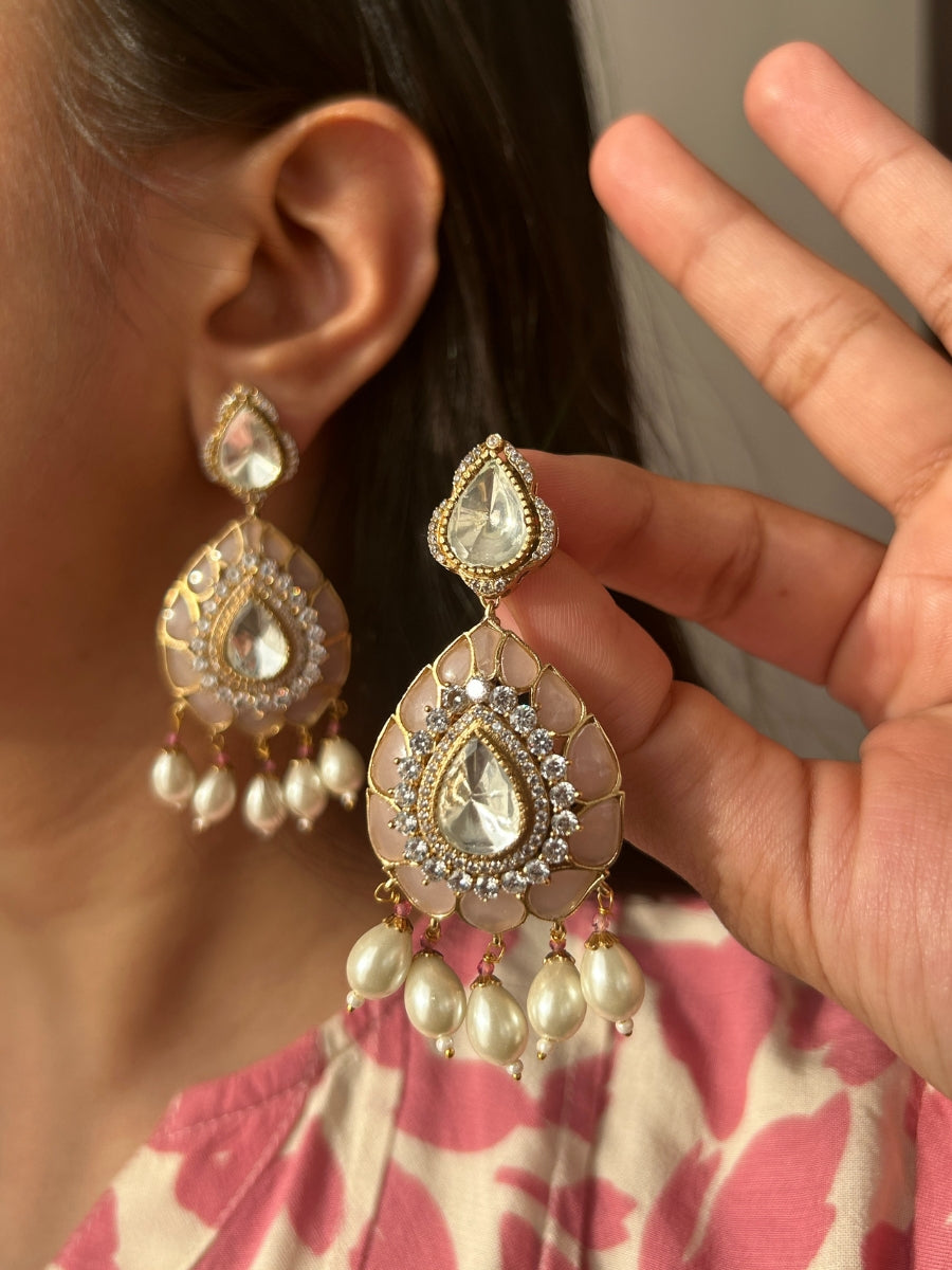 Pearl Cascade Polki Drops