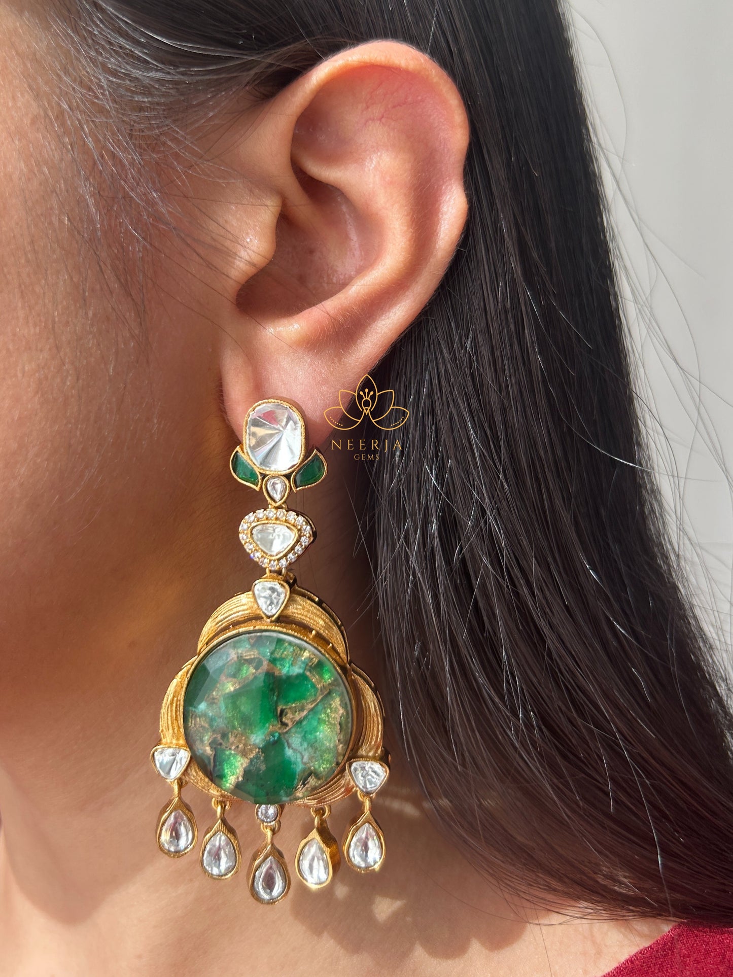 Regal Emerald Danglers