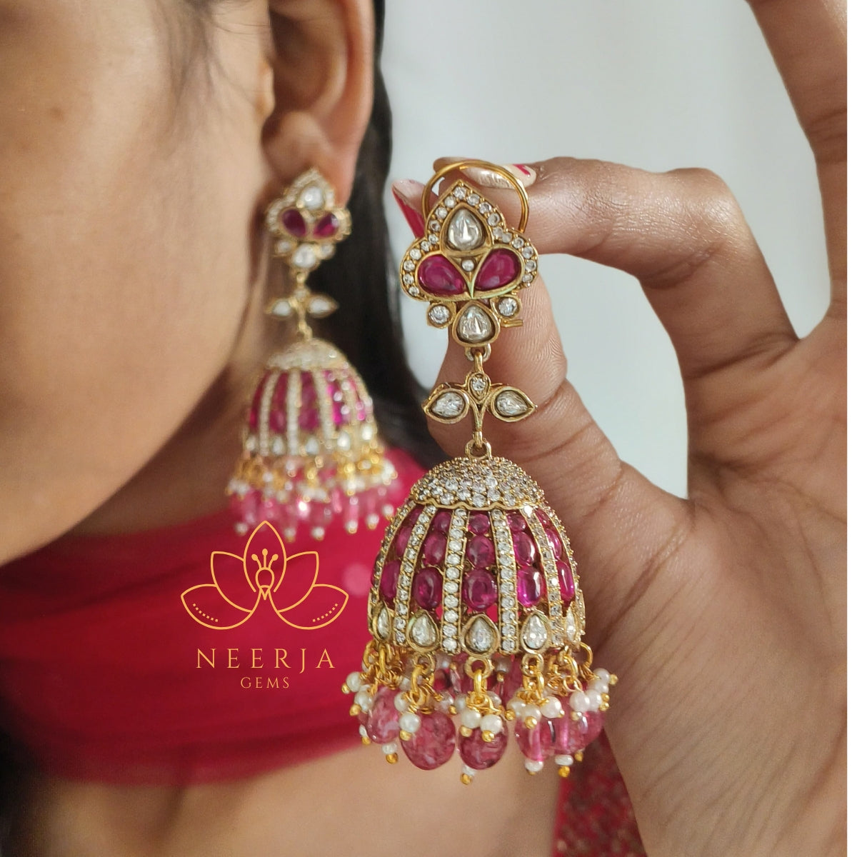 Regal Ruby Jhumka Earrings