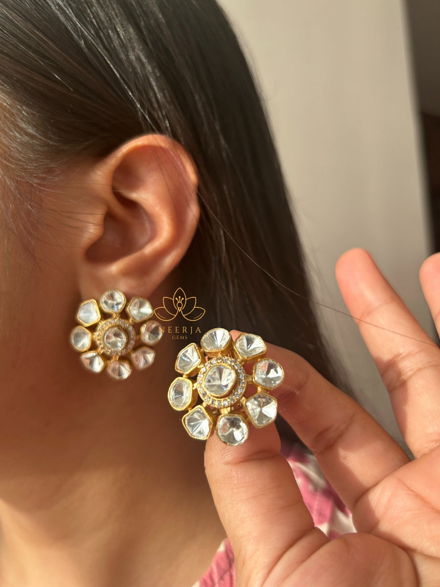 Royal Kundan Bloom Studs