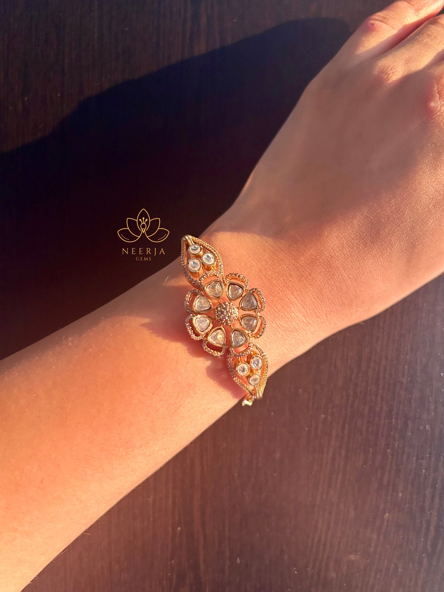 Floral Kundan Kada
