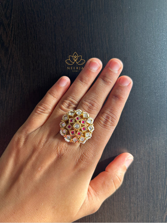 Meera Polki Medallion Ring