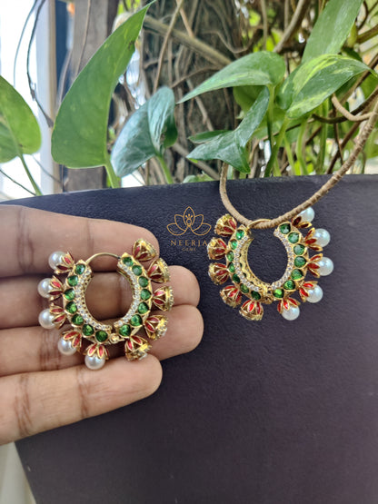 Mughal Crescent Polki Hoops