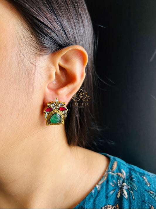Padmakriti Emerald Arch Studs