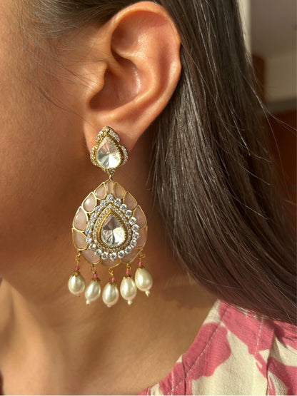 Pearl Cascade Polki Drops