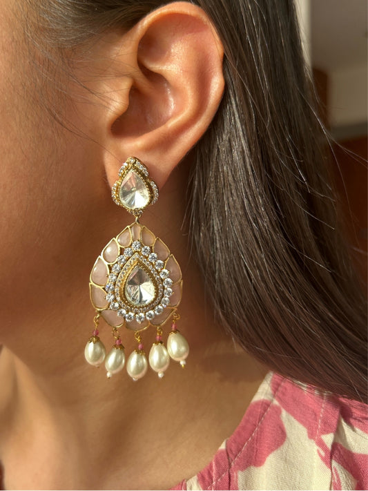 Pearl Cascade Polki Drops