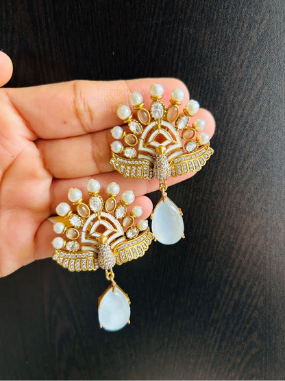 Raaga Arch Meenakari Chand Drops