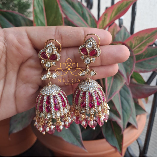 Regal Ruby Jhumka Earrings