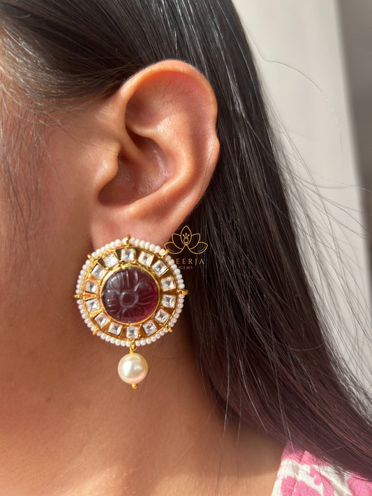 Regal Ruby Polki Studs