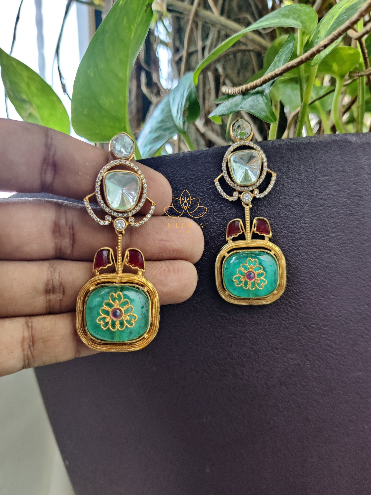 Sun-Kissed Polki Drop Earrings