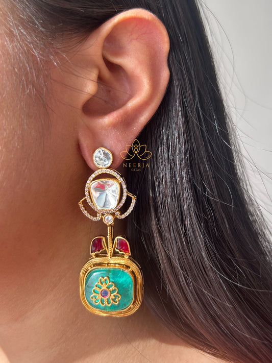 Sun-Kissed Polki Drop Earrings
