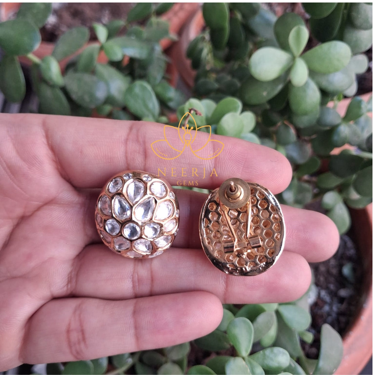 Timeless Polki Kundan Stud Earrings