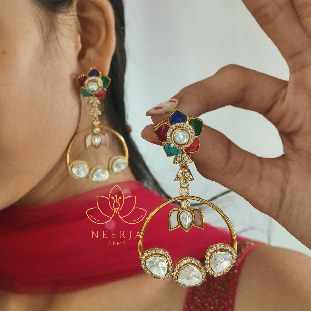 Twilight Charm Polki Hoop Earrings