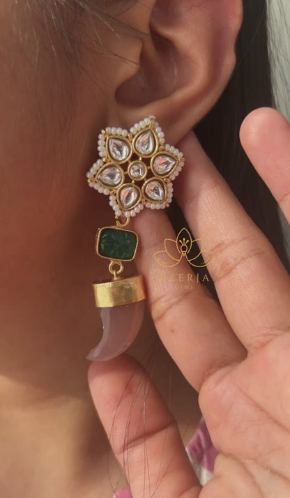 Floral Charm Kundan Danglers