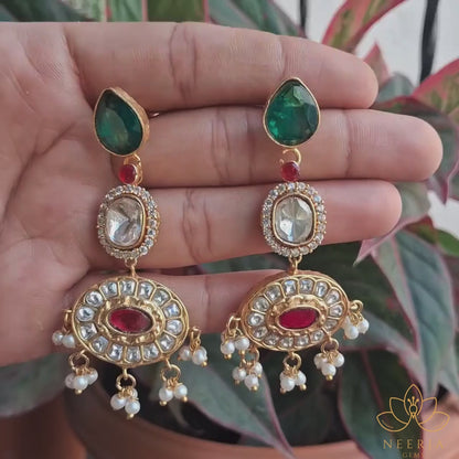 Royal Emerald & Ruby Polki Earrings
