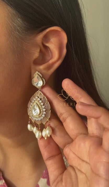 Pearl Cascade Polki Drops