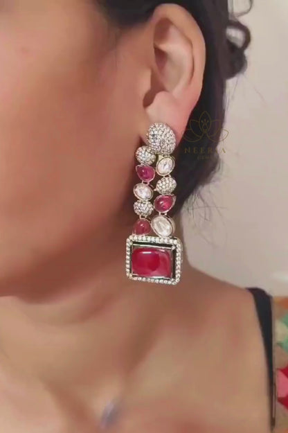 Royal Ruby Kundan Statement Earrings