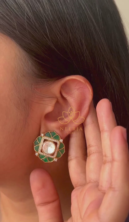 Emerald Lotus Studs