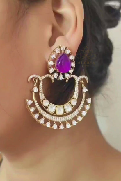 Antique Chandbali Kundan Earrings